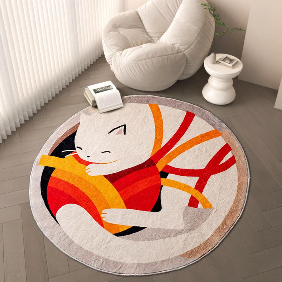 Fluffy Soft Baby Crawling Mat Cute Cartoon Rugs for Bedroom Thicken Washable Carpet Large Area Living Room Decoration Round Rug