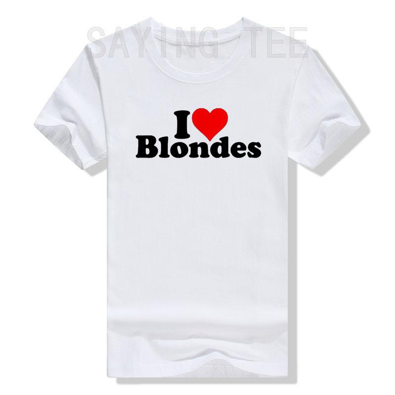 ICH LIEBE HERZ BLONDINEN BLONDES HAAR T-Shirt Boyfriend BF Geschenk Humor Lustig Buchstaben Aufdruck Spruch Tee Blondes Haar Kurzarm Oberteile