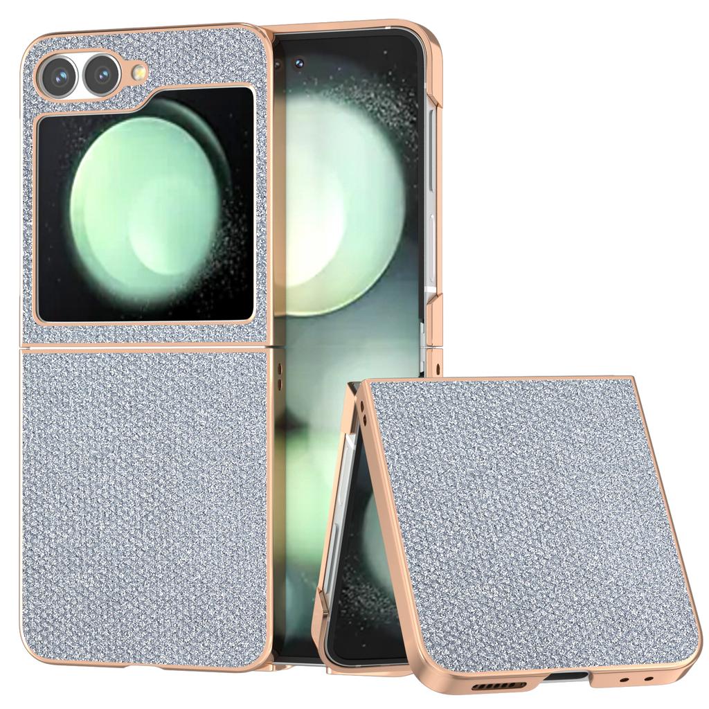 For Samsung Galaxy Z Flip7 FE 5G/Z Flip6 5G Case Rhinestone Texture PU+TPU Phone Cover Electroplating Edge