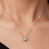 Moissanite Halo Pendant Necklace for Women , Lab Diamond Sterling Silver Circle Pendant Mom Lover Daugther Gift