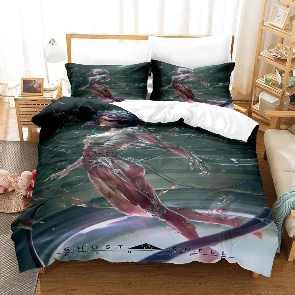 

Comforter 3D Anime Bed Sheet Ghost In The Shell Bedding Set Single Twin Full Queen King Size Bed Set Adult Kid Bedroom S Comforter (quilt)-EU Single(135*200cm)3pcs