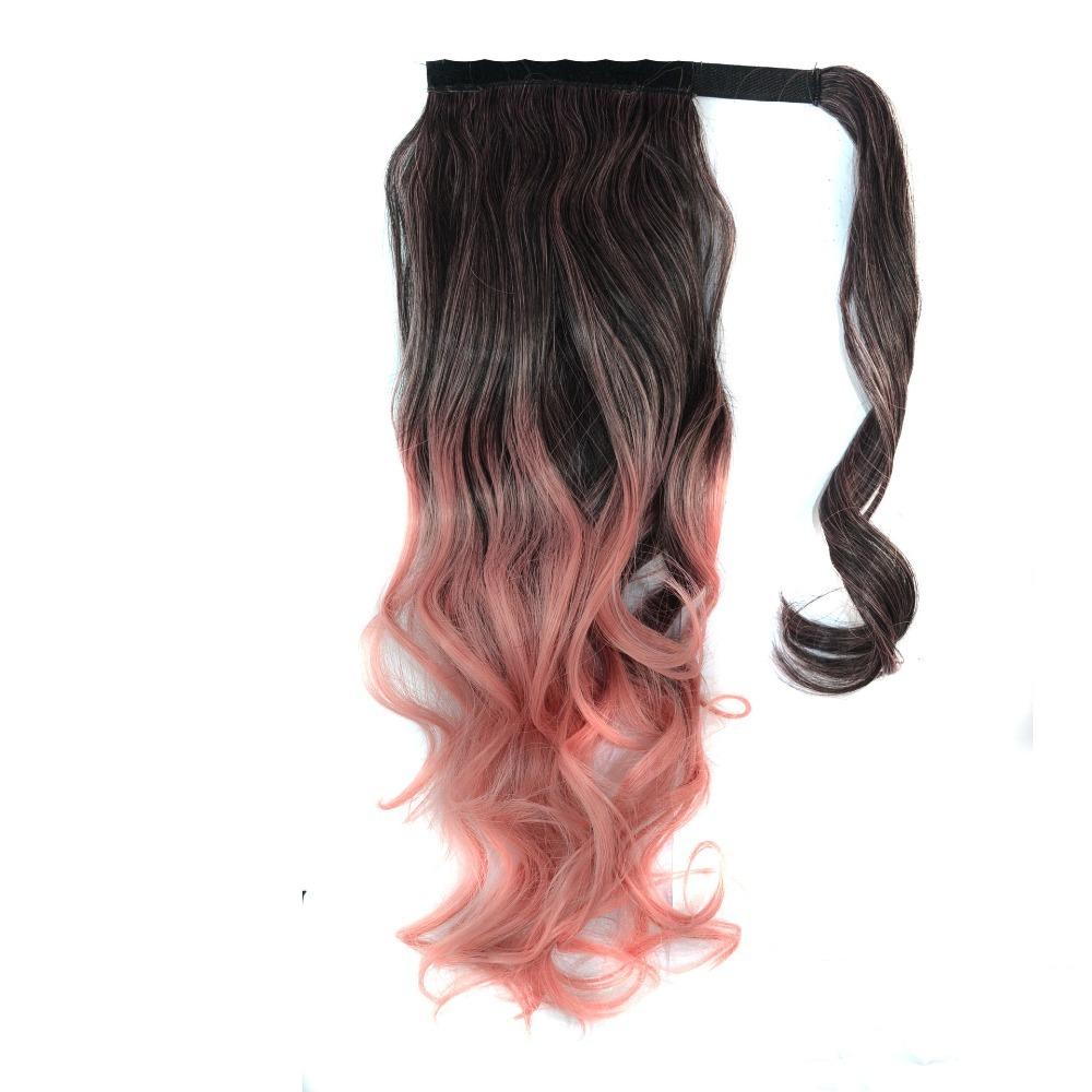 Wavy Ponytail Hair Extension Colored Gradient Hair Piece Fashion Ponytail Wig  Women
