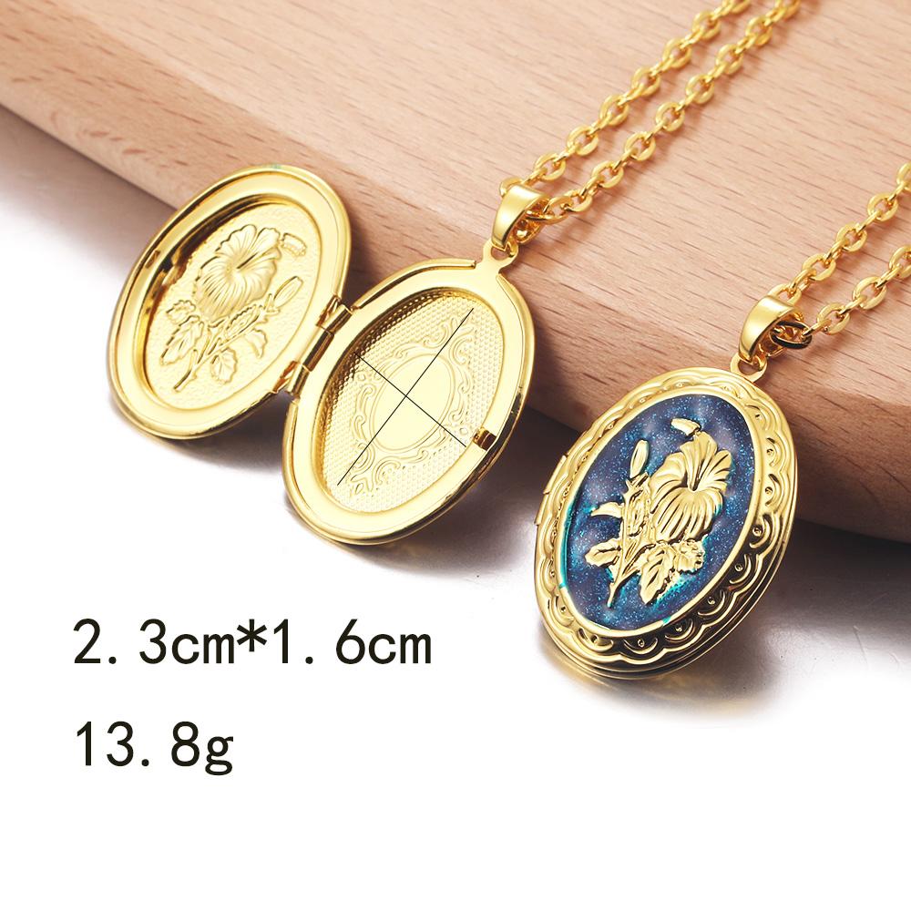 Золотой медальон кулон Настроение ожерелье Эмоция Женщины Мужчины Влюбленные Фоторамка Шкатулка Чокер Ожерелья Мода Любовь Эмаль Ювелирные изделия