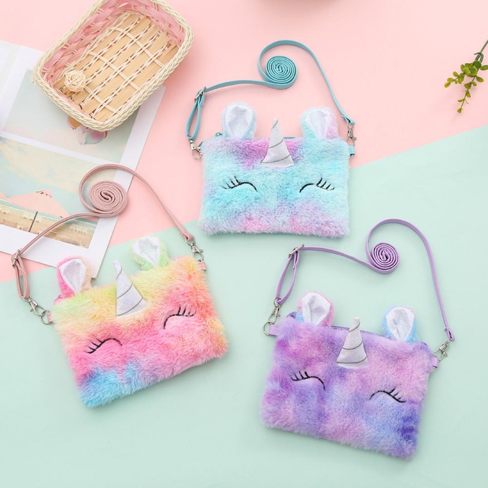 Kids Girls Plush Crossbody Bag Cute Shoulder Bag Wallet Bag for Children
