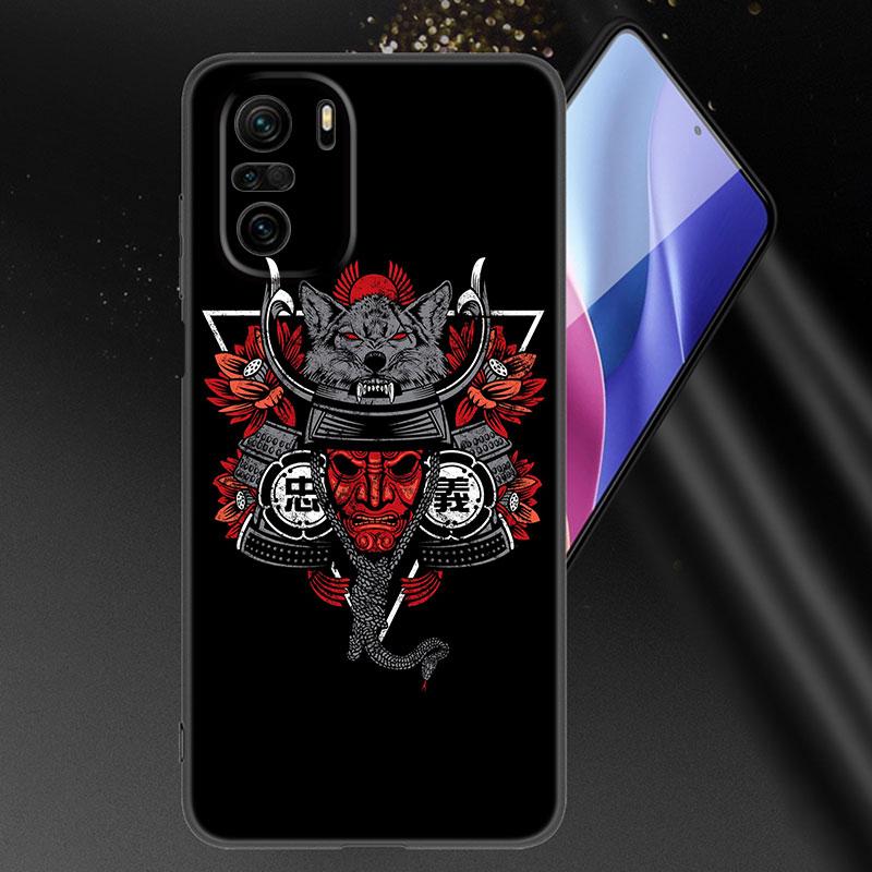 Japanese Samurai Art Phone Case For Xiaomi Mi POCO X3 NFC GT M4 M3 12 11T 10T Pro A3 11 Lite NE 5G 12X 11i F3 Soft Black Cover