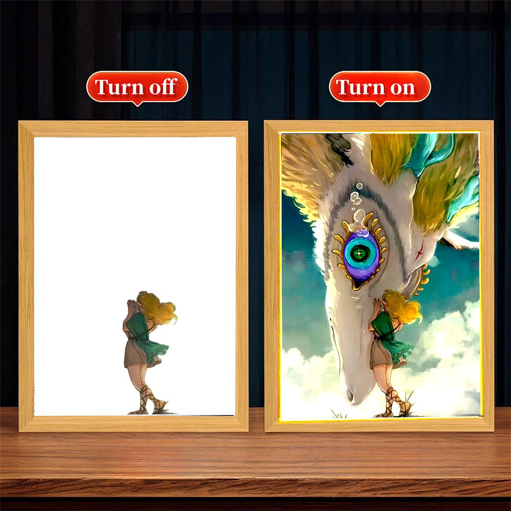 Legend Zelda Light Painting Photo Frame Princess Action Figure Led Night Anime Figures Collection Room Decor Gift of Poseable Articulated Scale