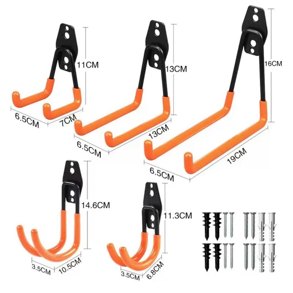 Heavy-Duty Wall-Mounted Metal Bicycle Storage Hooks for Garage or Warehouse