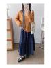 Purple Floral Mori-kei High-Waist A-line Pleated Skirt for Women - Autumn/Winter