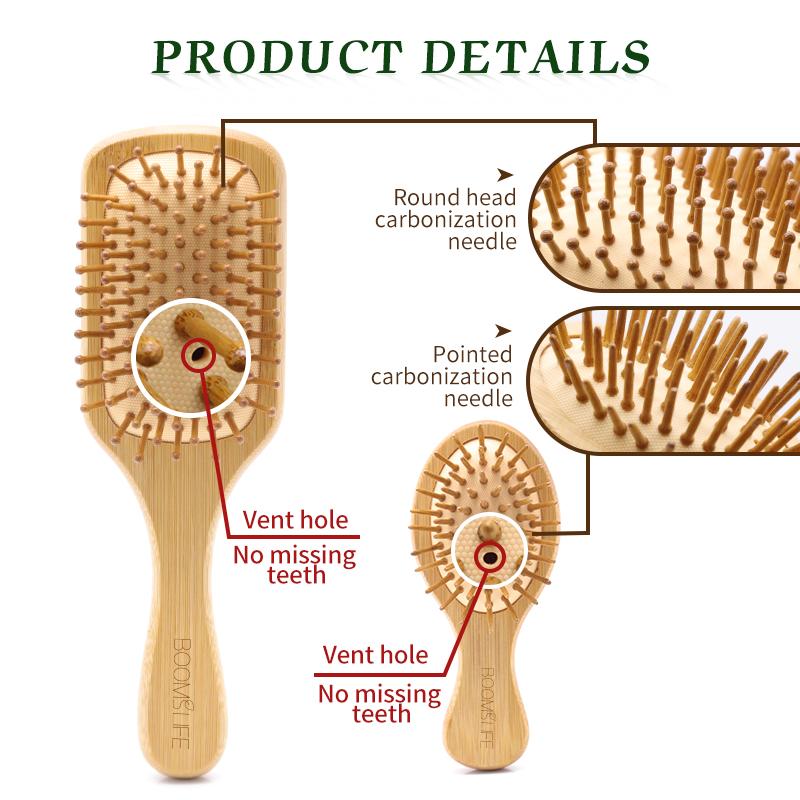 Bamboo Hair Brush Women Styling Hair Comb Hairbrush Wide Teeth Bamboo Combs for Hair Smooth Massage Scalp Brush Barber Comb