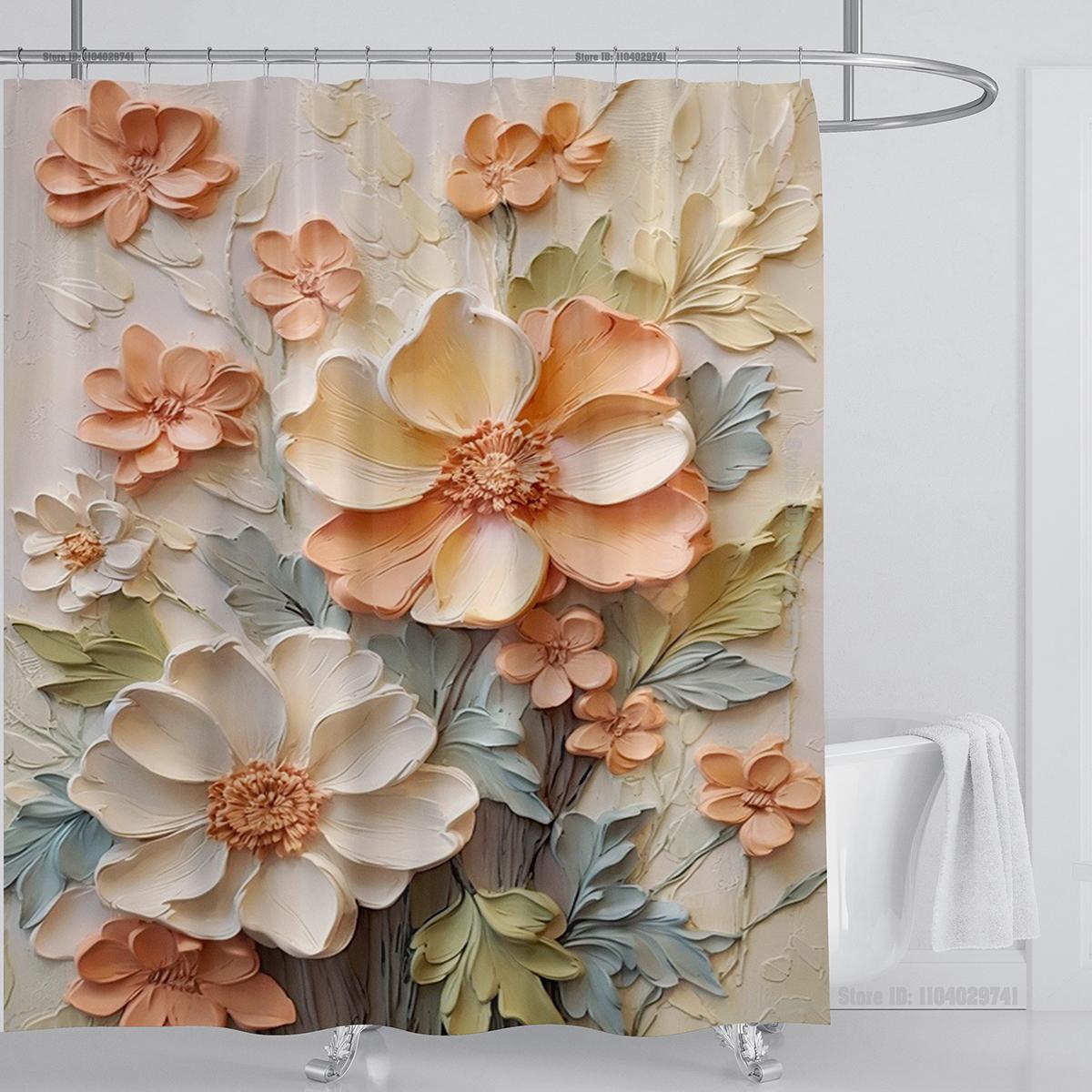 

3D друк Розкішна Діамантова Квітка в Китайському Стилі Шторка для Душу Поліестерова Тканина Шторки для Ванної Висока Якість З Гачками Килимок для Ванної W180xH200cm