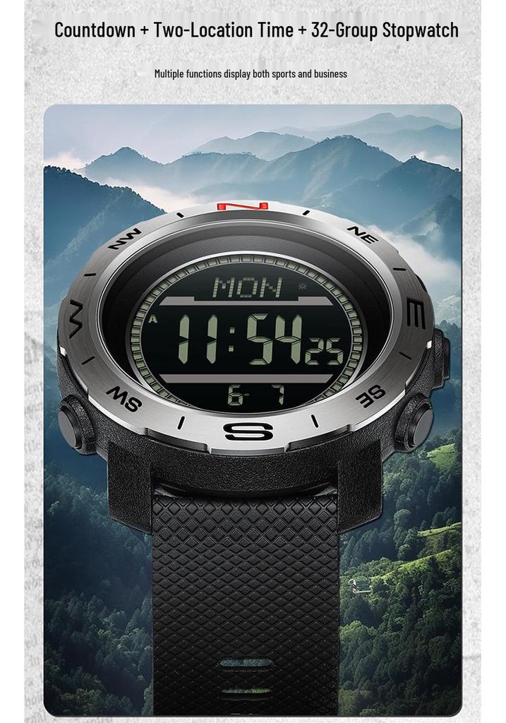 Sanda Multifunctional Sports Watch: Air Pressure, Temperature, Altitude, Weather Forecast, Compass, Pedometer, Luminous Display.