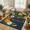 Floral Elegance Theme Soft Crystal Velvet Rug Custom Name & Text Print Non Slip Floor Rug for Bedroom Living Room