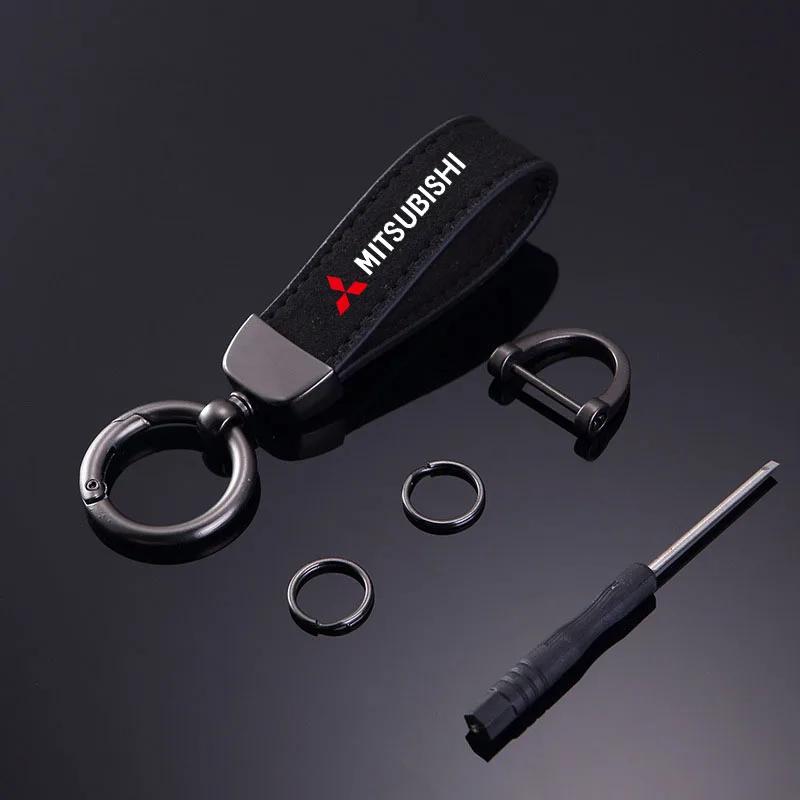 

Metal Car Keychain Ring Key Fob Holder for Mitsubishi Ralliart Lancer ASX Outlander Pajero Accessories чёрный