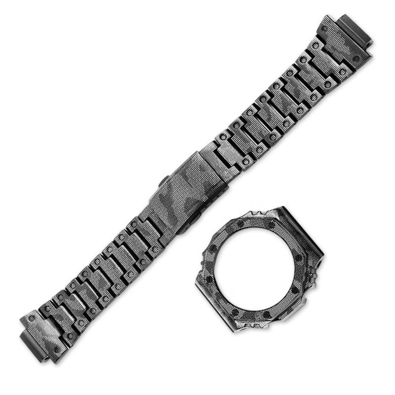 Pro řadu Casio G-SHOCK Osmihranné hodinky GA-2100/GA-2110/GA-B2100 Modifikovaný maskáčový kovový pouzdro Nerezová ocel Sada řemínku pánské