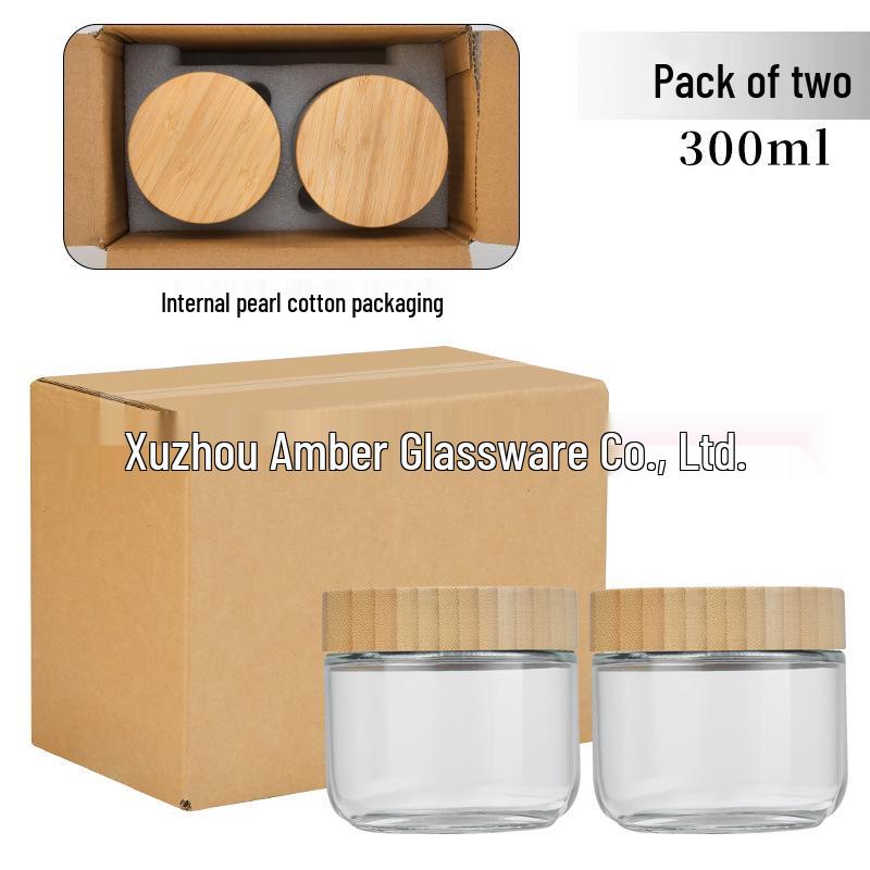 Large Glass Storage Jar with Bamboo Lid, Cereal & Yogurt Container, Sealed Oatmeal Cup