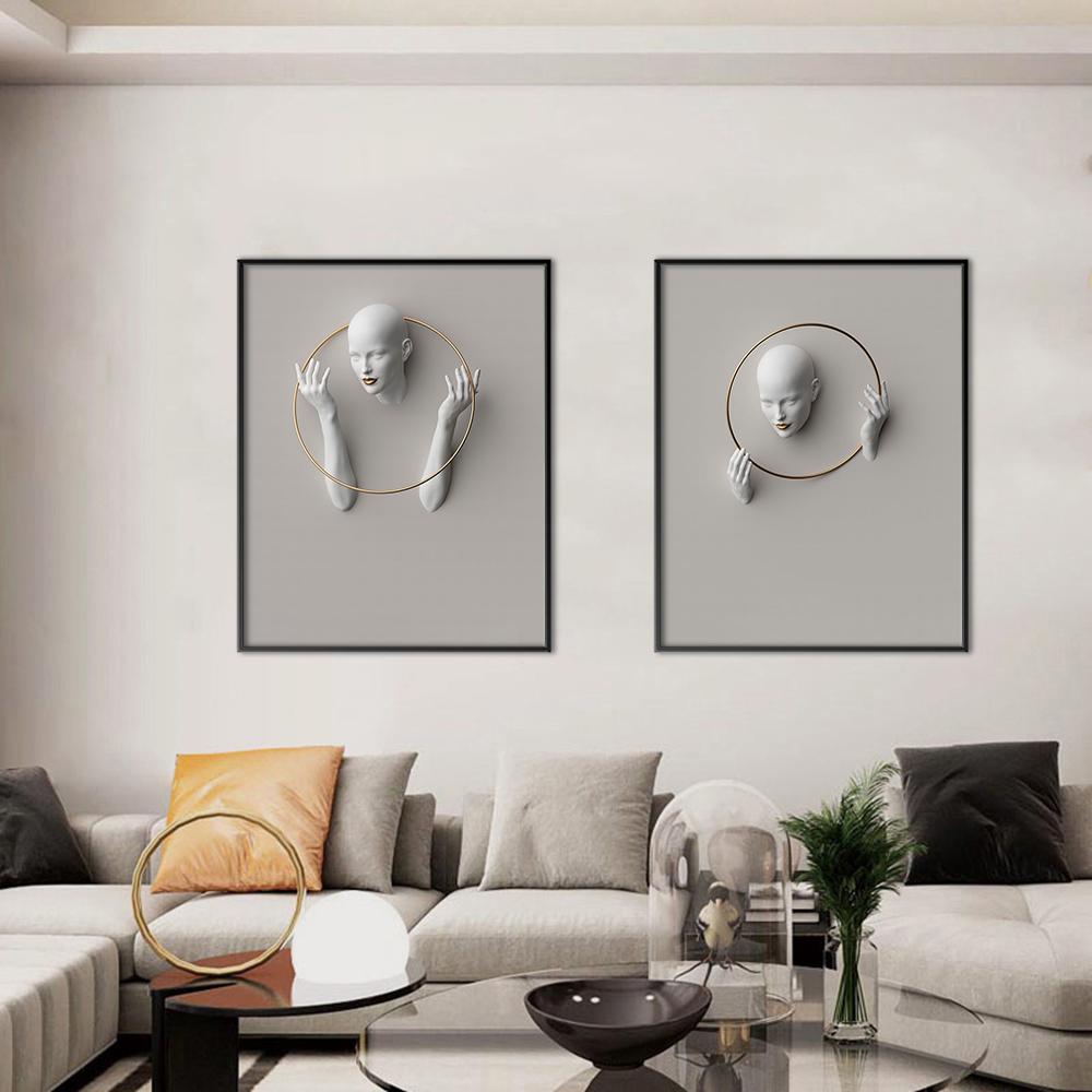 Statuie albă de aur al femeii, pictură pe pânză, poster, decorațiuni pentru locuință, imagini cu efect 3D, artă de perete minimalistă nordică Cuadros