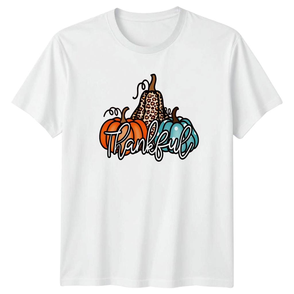 Thankful Unisexs TShirt Leopard Print Pumpkin Thanksgiving Gift For Her