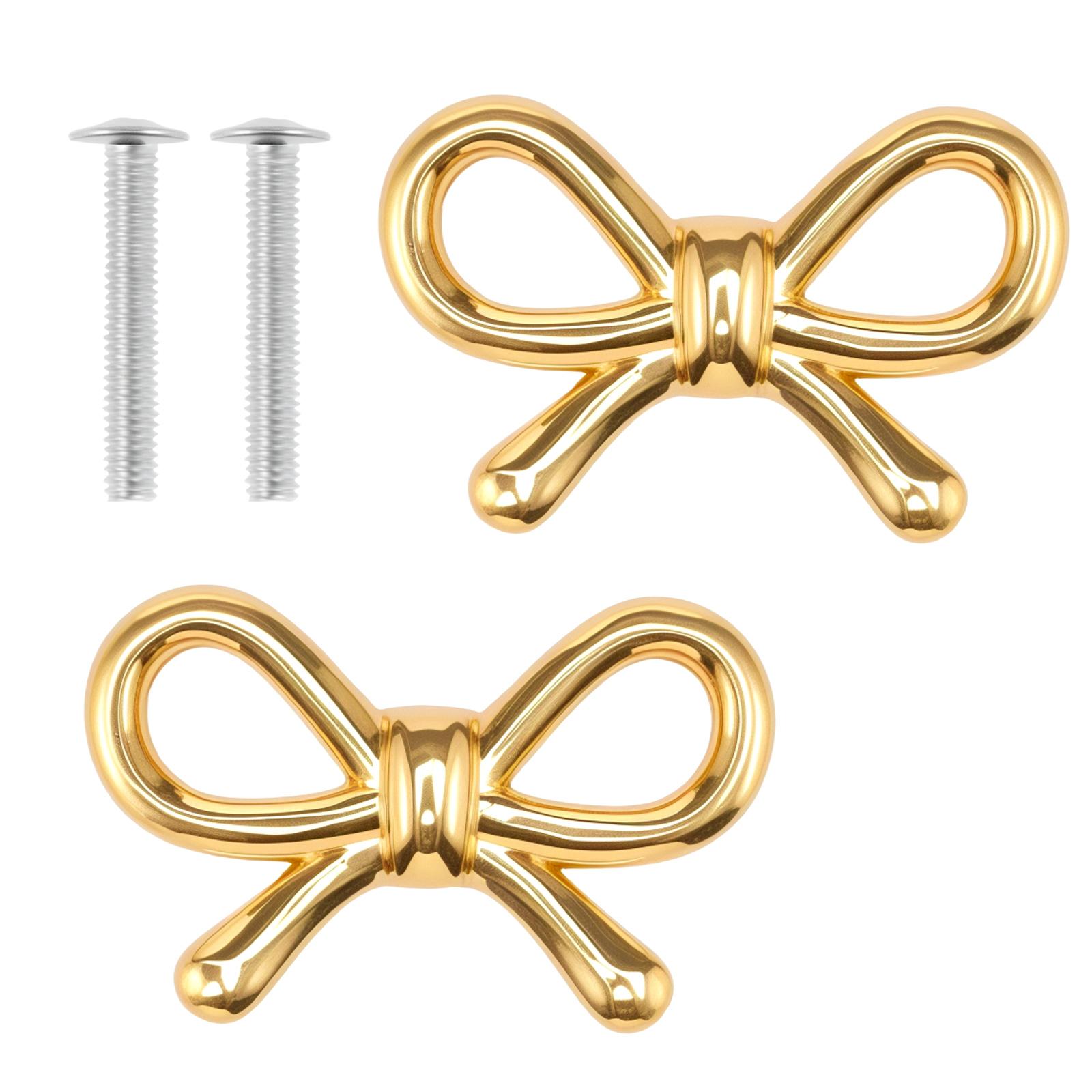 

2/4/6Pcs Bow Tie Shape Drawer Knobs Brass Cabinet Pulls with Screws Decorative Cupboard Handles for Dresser Wardrobe Drawer
