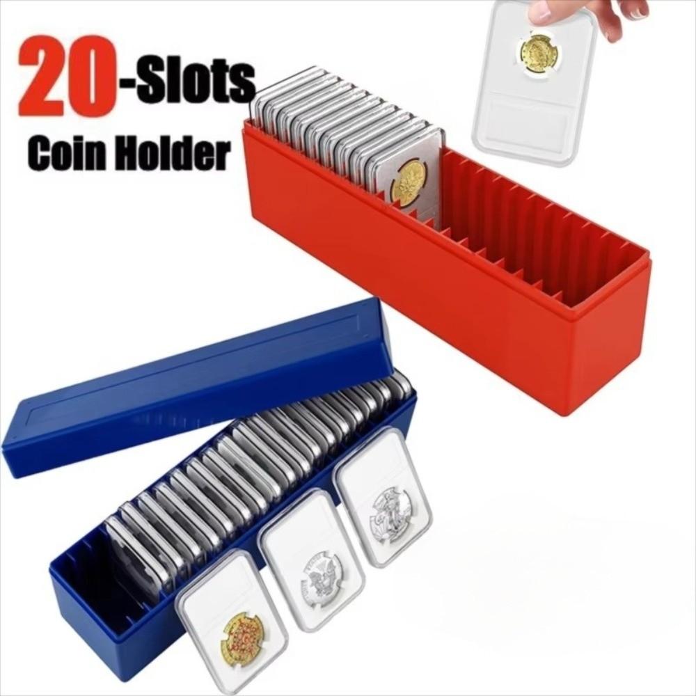New 20-Slot Coin Storage Box Plastic Display Case Souvenir Coin Collection Boxes Coin Organizer Case Coin Collection