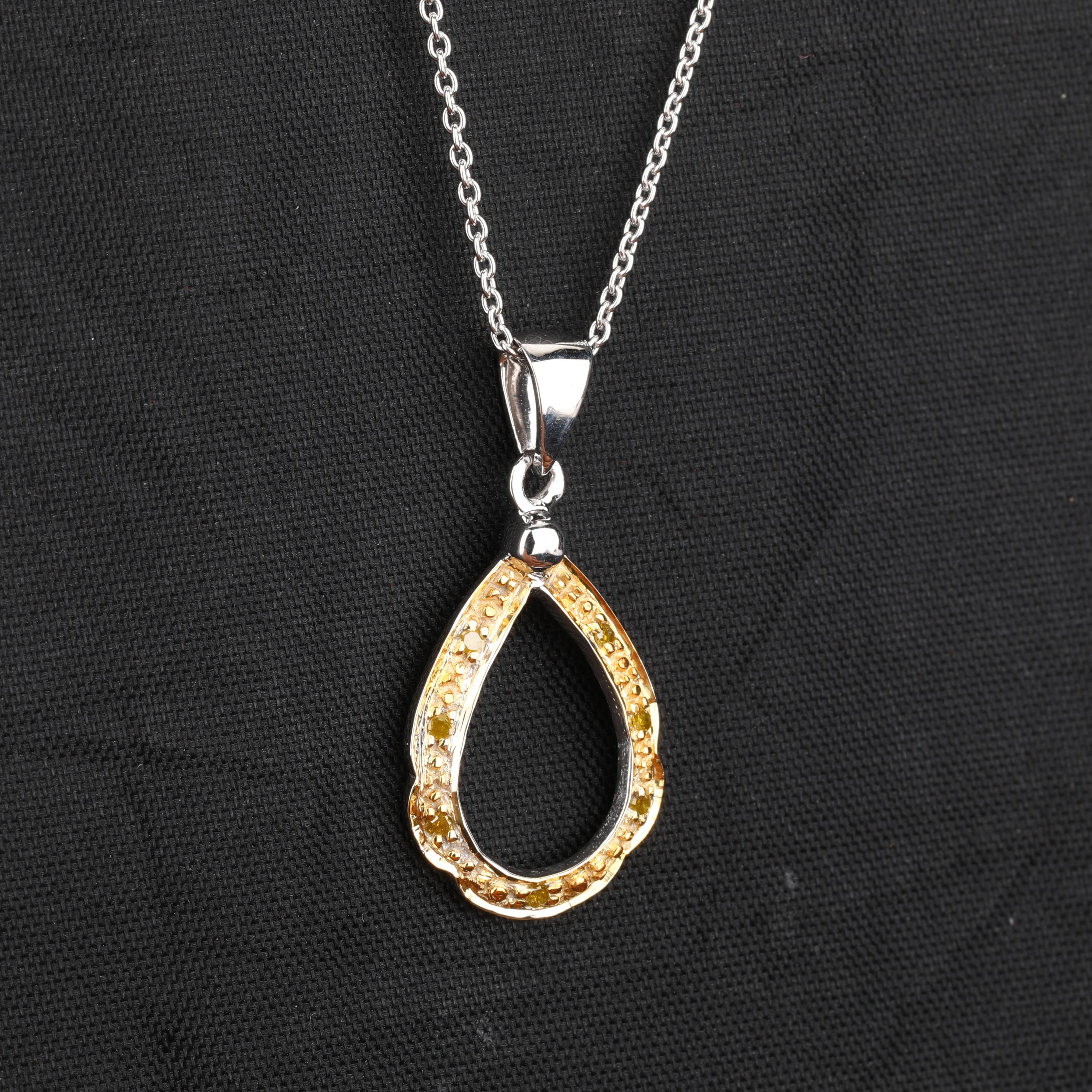 

925 Sterling Silver Yellow Diamond Pendant Rhodium Plated Round Cut Fine Jewelry Gift for Her срібний