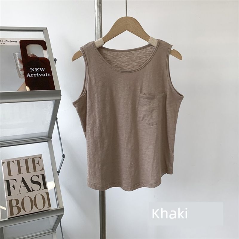

Breathable and Loose Workout Clothes Blouse Casual Sports Vest Women s Outer Wear Short Sleeveless Running Training Yoga Clothes Summer Khaki M