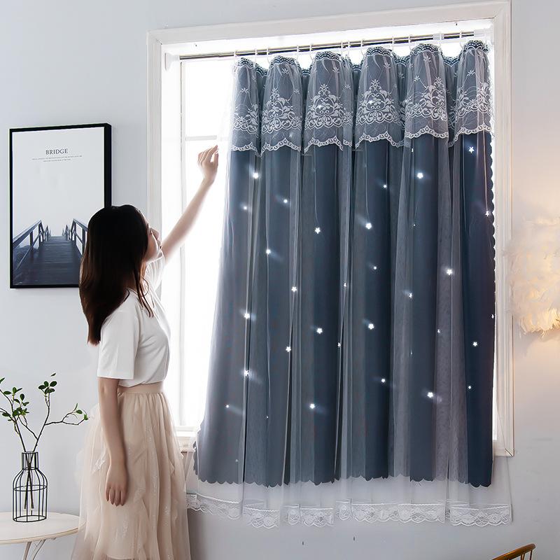 Telescopic Rod Curtains, No Punching Installation, Simple Hanging Ring Type, Blackout Cloth, Rental Room, Small Short Window In Bedroom