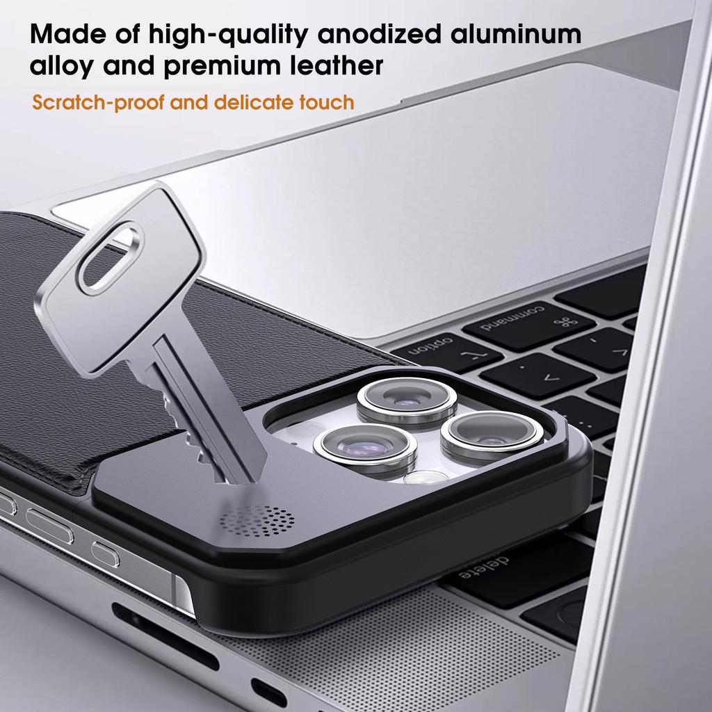 Leather & Aluminum Aromatherapy Phone Case for iPhone 15 Pro Max/iPhone 16