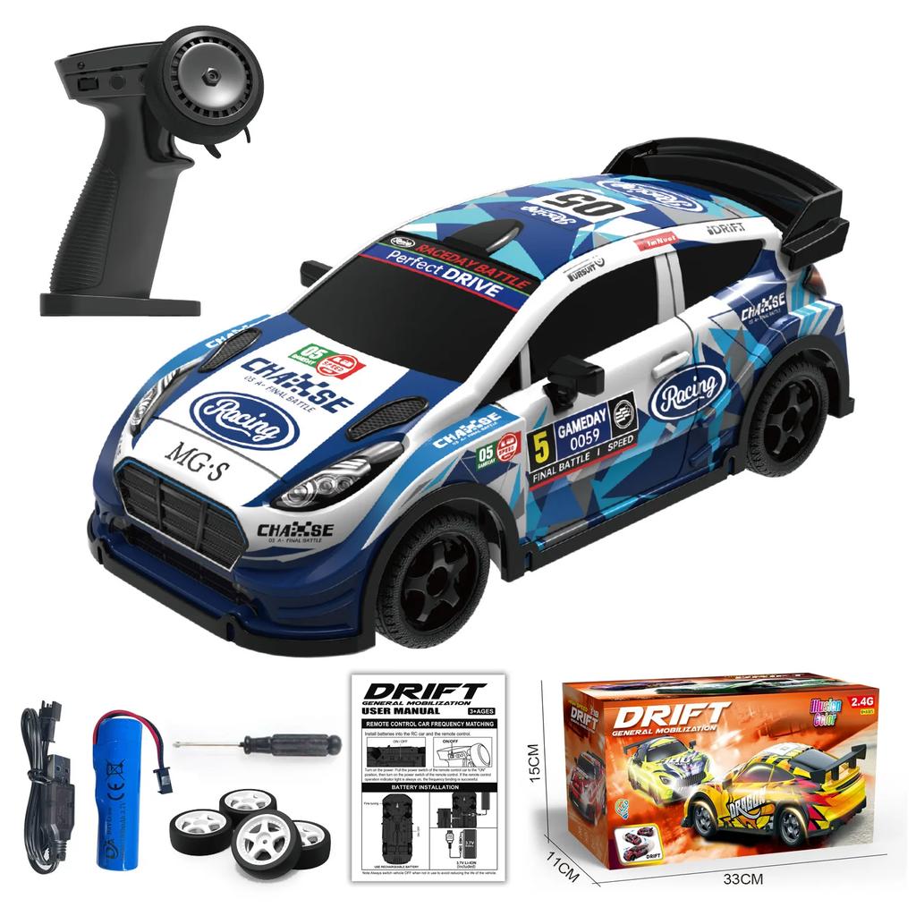 1/18 Rc Drift Racing Car 2.4G Radio Controlled Vehicles Remote Control High-Speed 4Wd Drive Cars with Light Drifting Model Toys
