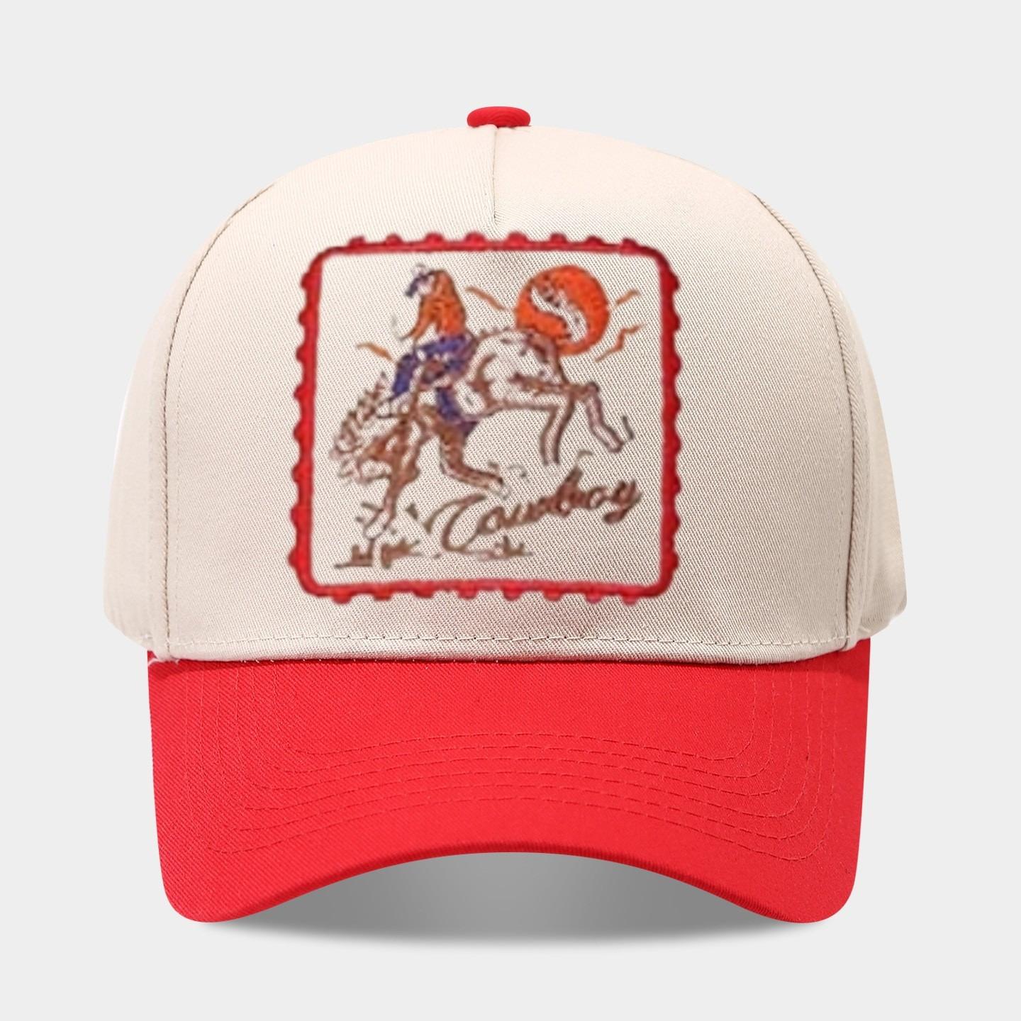 

1 Men s COWBOY Riding Baseball Cap,Fashionable Five-Panel Hat,Adjustable Outdoor Casual Cap for Spring and Summer Beach Travel Adjustable красный