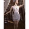 Suspender Sequin Sheer Yarn Sexy Lingerie High-end Uniform Sexy Seductive Dance Party Dress Elegant Fashion Sexy Korean Top PS5M