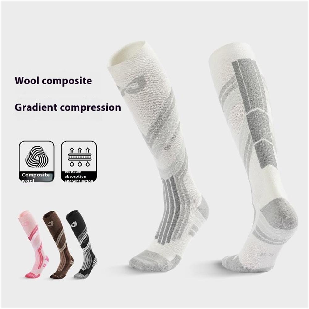 

GOLOVEJOY DWZ10 Shock Absorption Autumn Winter Sports Socks High Tube Compression Ski Socks Grey/Size 40-44