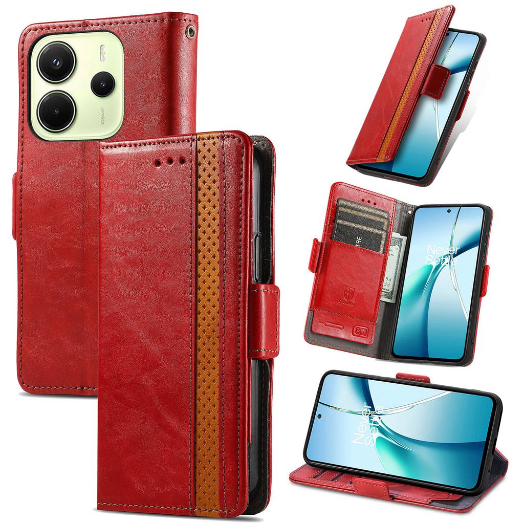 Pro Xiaomi Redmi Note 14 4G (163,25 mm) Pouzdra na telefony CASENEO PU Kůže Kryt Stojan s RFID Blokující Peněženkou