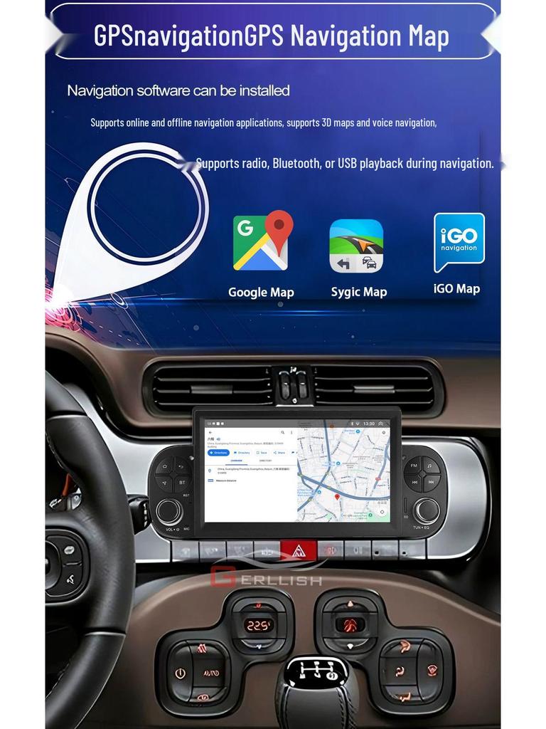 Fiat Panda Android Car Navigation CarPlay Screen (2013-2020 Models)