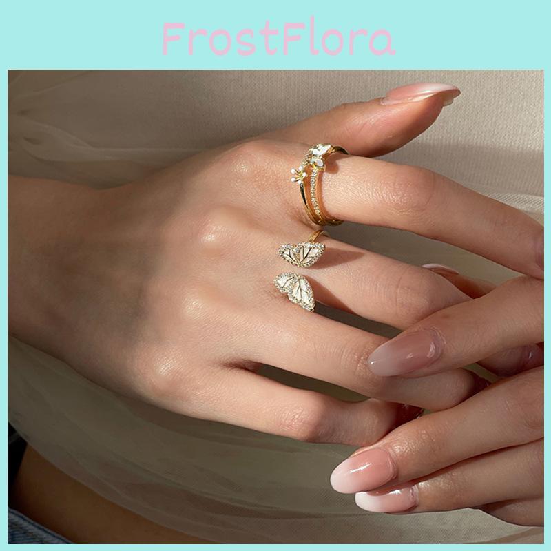 Elegant Korean Daejeon Butterfly Ring For Women Adjustable Open Copper Design