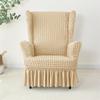 Seersucker Wing Chair Cover Solid Color King Armchair Slipcover Stretch Wingback Sofa Covers With Cushion Cover Home Decor