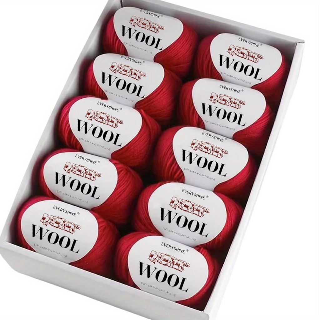 10-Pack Wool Blend Yarn Medium-Fine 80% Wool 20% Polyester Multi-Color Assortment for Knitting & Crochet Soft & Warm 500g Total
