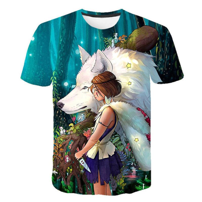 

Anime Studio Ghibli Spirited Away Дитяча футболка з 3D-друком Тоторо Харадзюку Сорочка з коротким рукавом Літня вулична повсякденна футболка 150