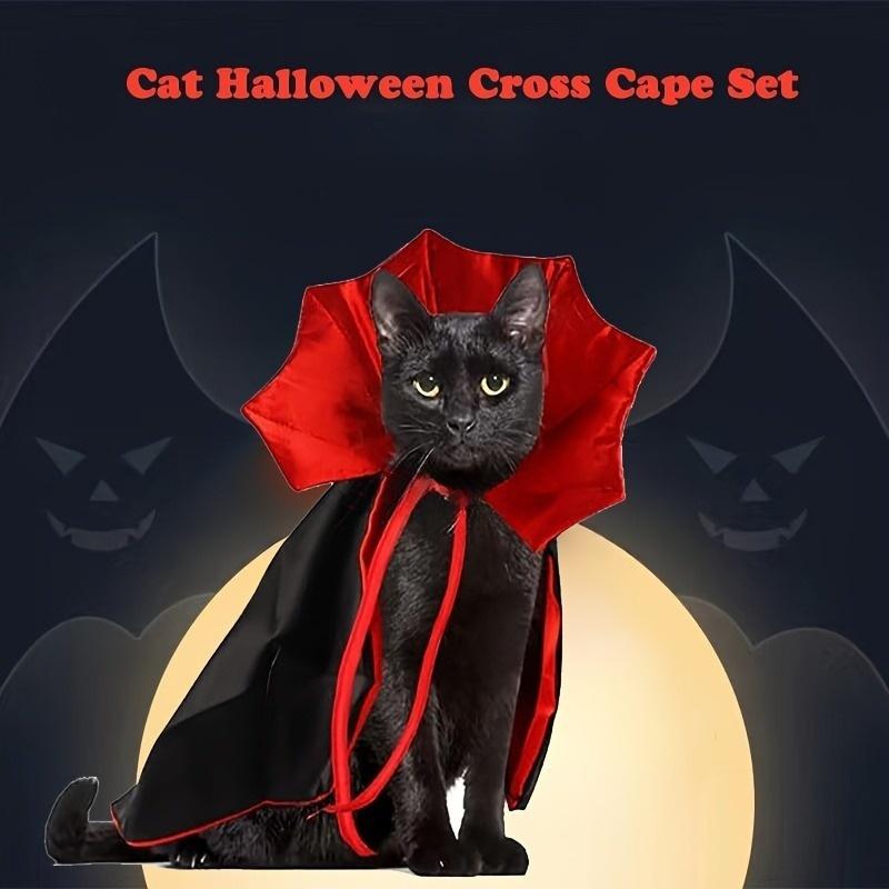 1/3 ks Halloweenský kostým kočky Pláštík s límcem Vampírské oblečení pro mazlíčky Celoroční nošení Slavnostní párty doplněk pro kočky a malé psy