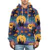 Herren Halloween Print Hoodie Übergröße Flanell Lässiger Pullover Sweatshirt für Herbst und Winter