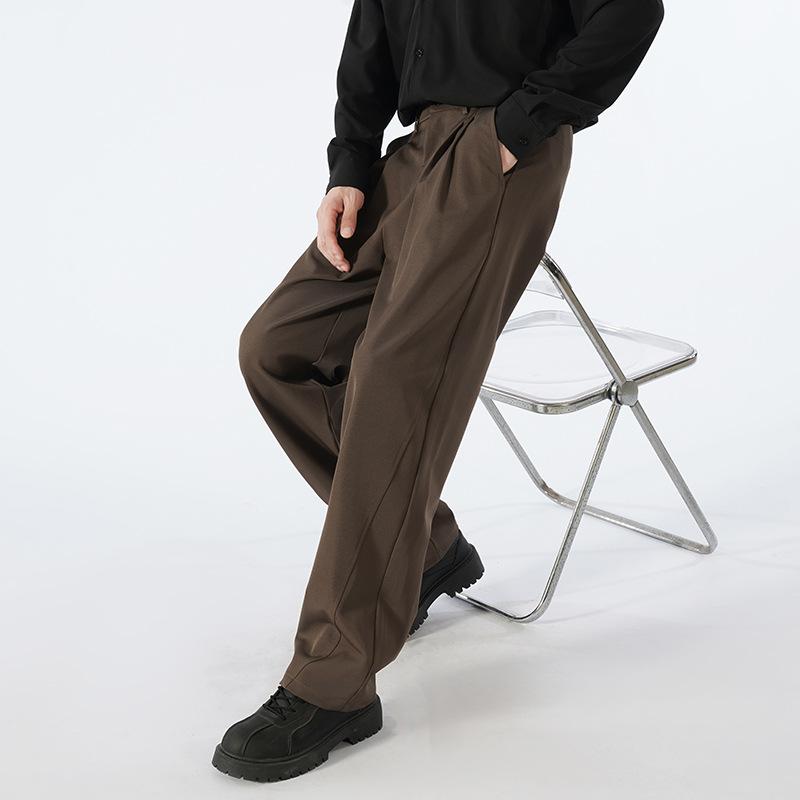

драпированные повседневные брюки от костюма мужские весенне-осенние однотонные свободные и универсальные прямые брюки широкого кроя мужские брюки 3XL