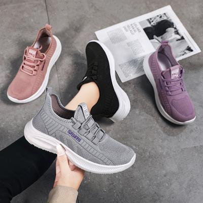 Sapatos para mulheres 2023 Outono Novos sapatos de tecelagem voadora para mulheres Sapatos casuais Sapatos de malha respirável Sapatos esportivos confortáveis para mulheres
