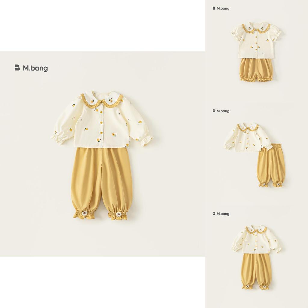 Girl Spring Kids Clothing Cotton Long Sleeve Floral Pattern Twopiece Suit For Children