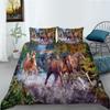 Sada ložního povlečení pro koně Povlečení na peřinu se zvířecím peřím 2/3 kusy AU180 * 210 Chlapecká ložnice Koně Series Tištěná měkká domácí dekorace