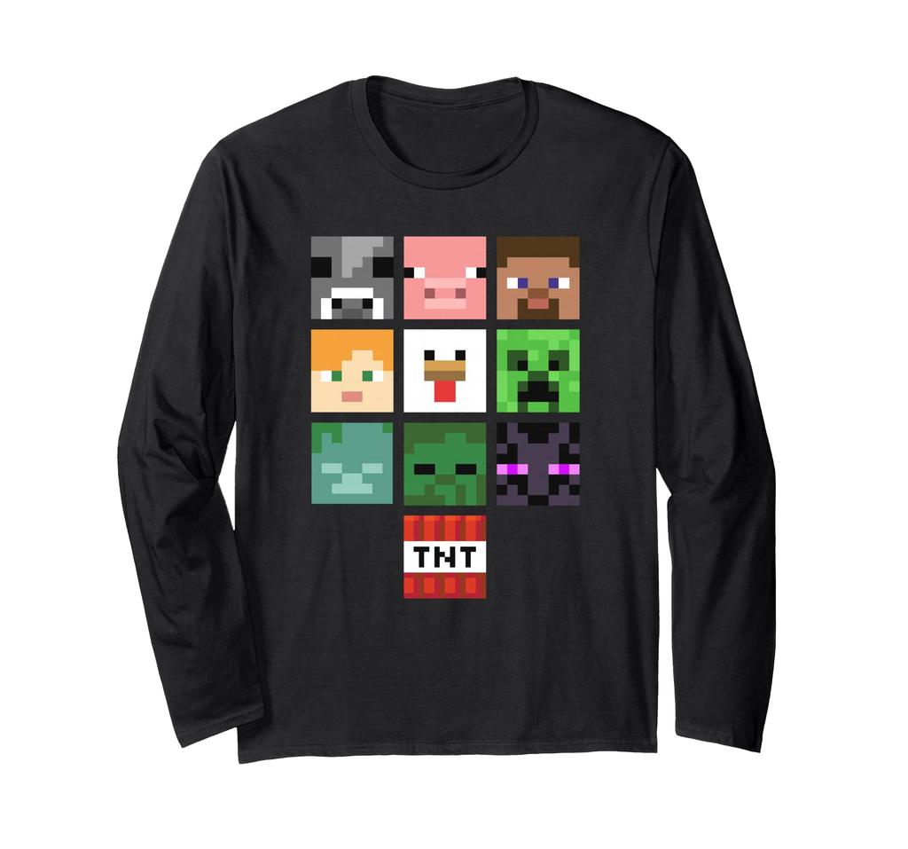 Minecraft Group Shot Faces Collage Long Sleeve T-Shirt