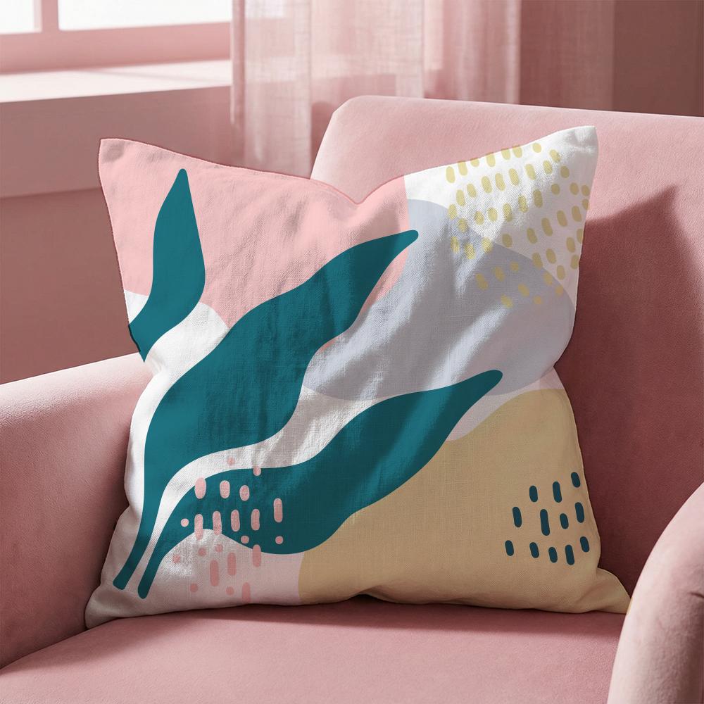 Abstract Simple Geometric Leaf Cushion Cover Multi-Scene Pillow Cover for Home & Car - Reversible, Soft & Durable for Daily Use