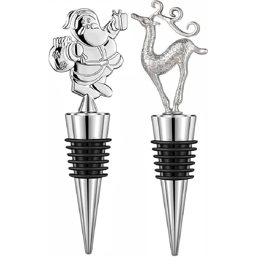 6pcs Wine Bottle Stoppers, Christmas Decorative Wine Stoppers set, Individual Package Reusable Alloy Wine Stopper Suitable for Christmas Party,
