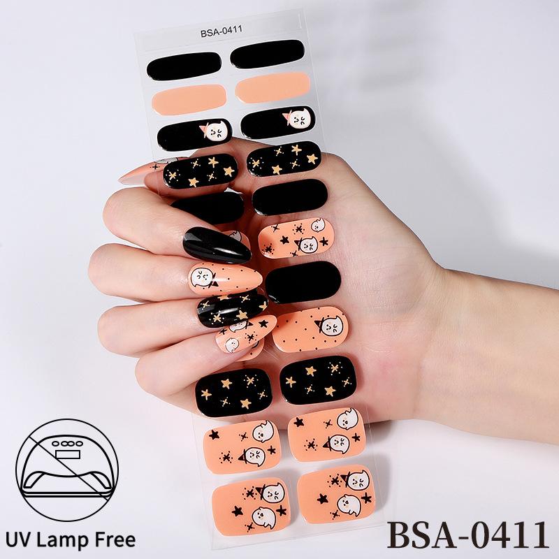 Gel nail sticker waterproof French polka dot gradual change no bake gel nail sticker GEL NAIL