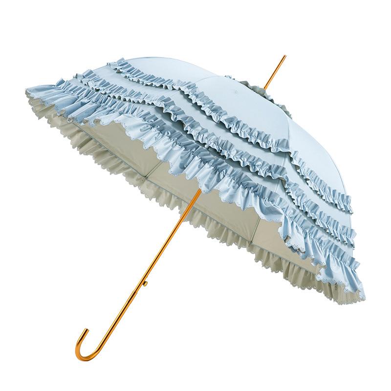 Full blackout loilta color glue sunscreen umbrella princess umbrella skirt lace lace full blackout Lolita long handle umbrella woman