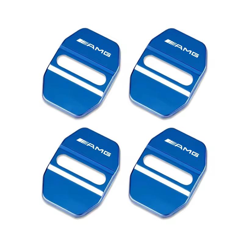 4Pcs Zinc Alloy  Car Door Lock Buckle Protection Cover Anti-Collision Shock Absorbing Cushion For Mercedes Benz AMG W205 W204 W2