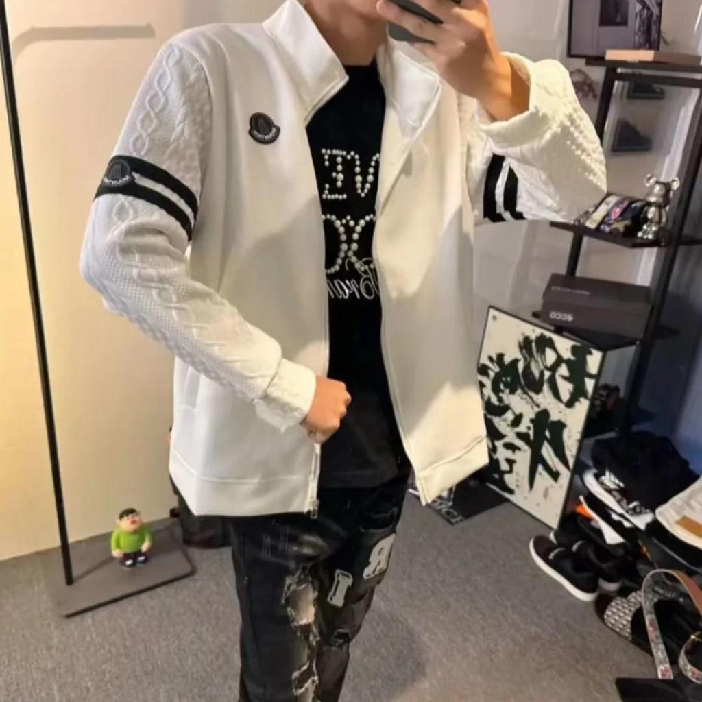 Sweat à capuche cardigan tendance brodé unisexe - Veste légère de luxe à col montant zippée